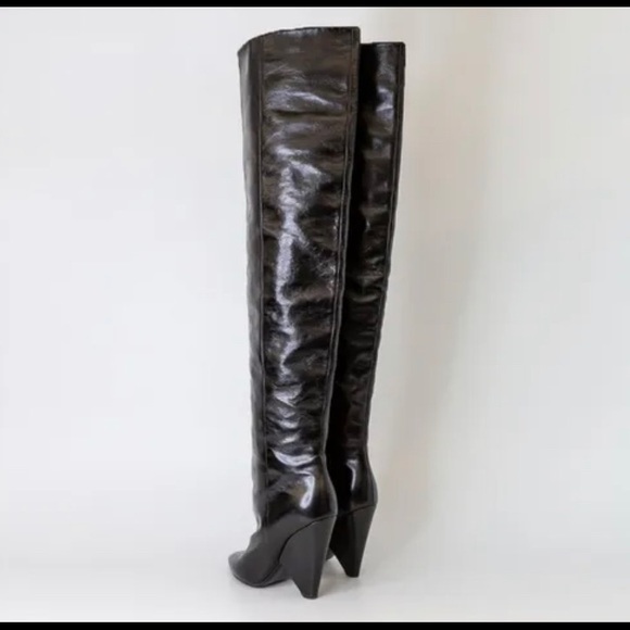 Saint Laurent Niki Thigh High Patent Leather Boot - Picture 2 of 6